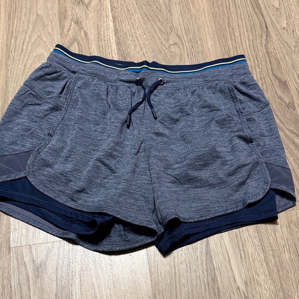 Avia Women's Heathered Blue Athletic Double-Layer Shorts